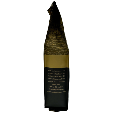 Side view of coffee bag, brand quality