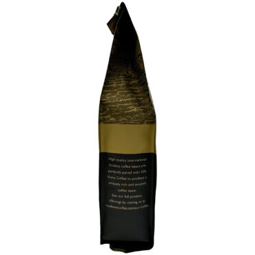 Side view of coffee bag, brand quality