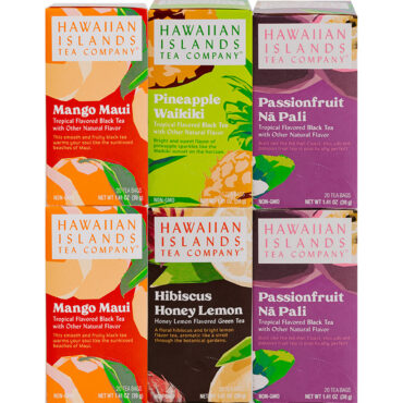 The Favorite Teas Six Box Collection, comprising of six boxes of tropical flavored tea