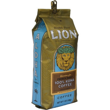 One bag of Lion 24K 100 percent Kona Coffee French Roast Whole Bean