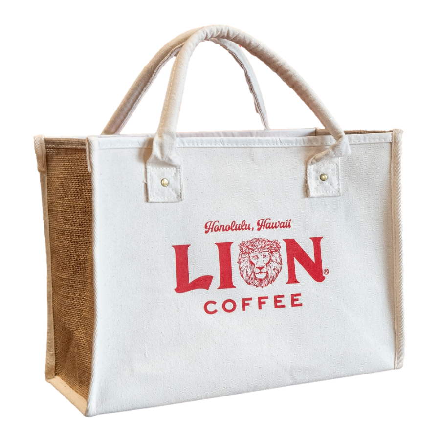 Lion Canvas and Jute Tote Bag - Lion Coffee