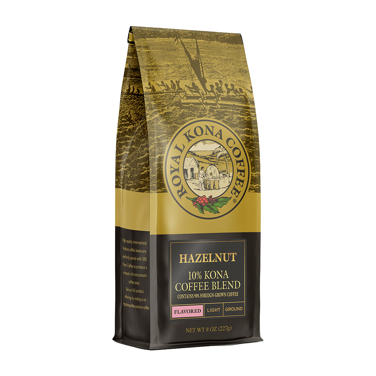 Hazelnut 10% Kona 8oz Coffee Bags - Case Rate - Lion Coffee