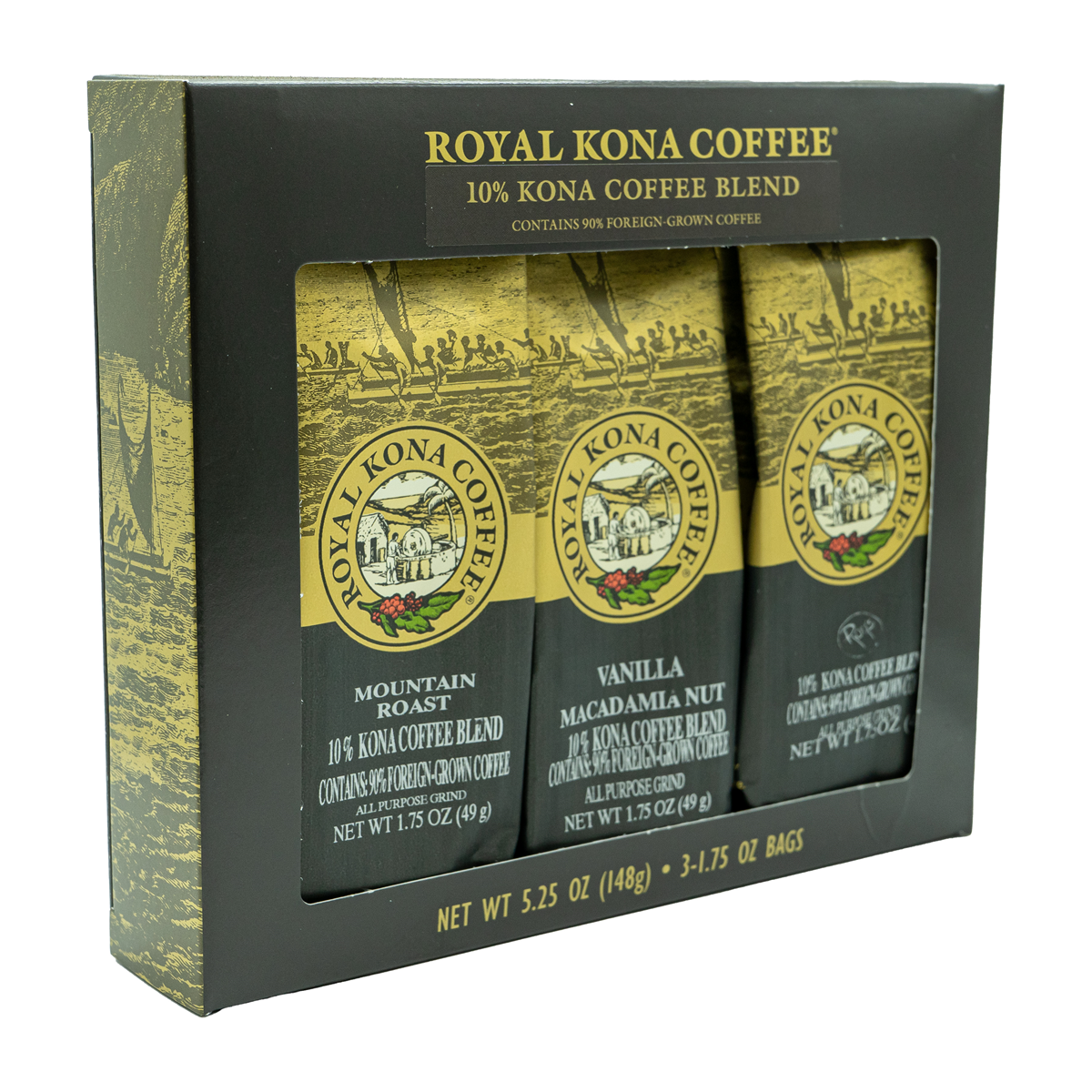 10% Kona Coffee Single Pot 3-Pack - Lion Coffee