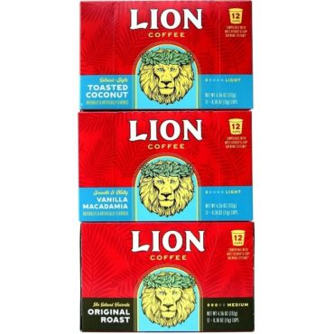 Lion Single Serve Coffee Collection, contains 3 boxes of coffee pods