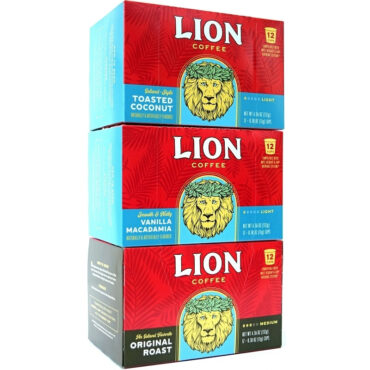 Lion Single Serve Coffee Collection, contains 3 boxes of coffee pods