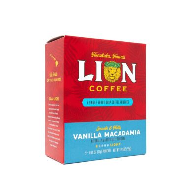 One box of Lion Vanilla Macadamia Single Serve Drip Coffee Pouches