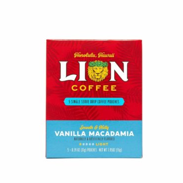 One box of Lion Vanilla Macadamia Single Serve Drip Coffee Pouches