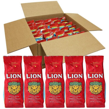 Single pot toasted Lion Original Blend coffee 1.75 ounce - 44 bag case