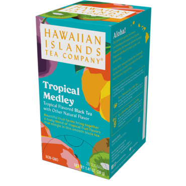 Box containing twenty bags of Tropical Medley Black Tea.